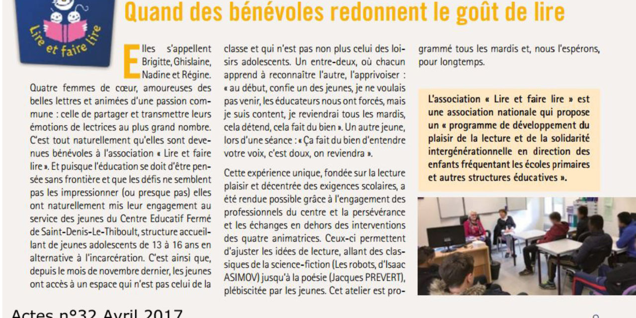 Temps de lecture pour les jeunes du CEF (Centre d’Education Fermé) de Saint Denis le Thiboult